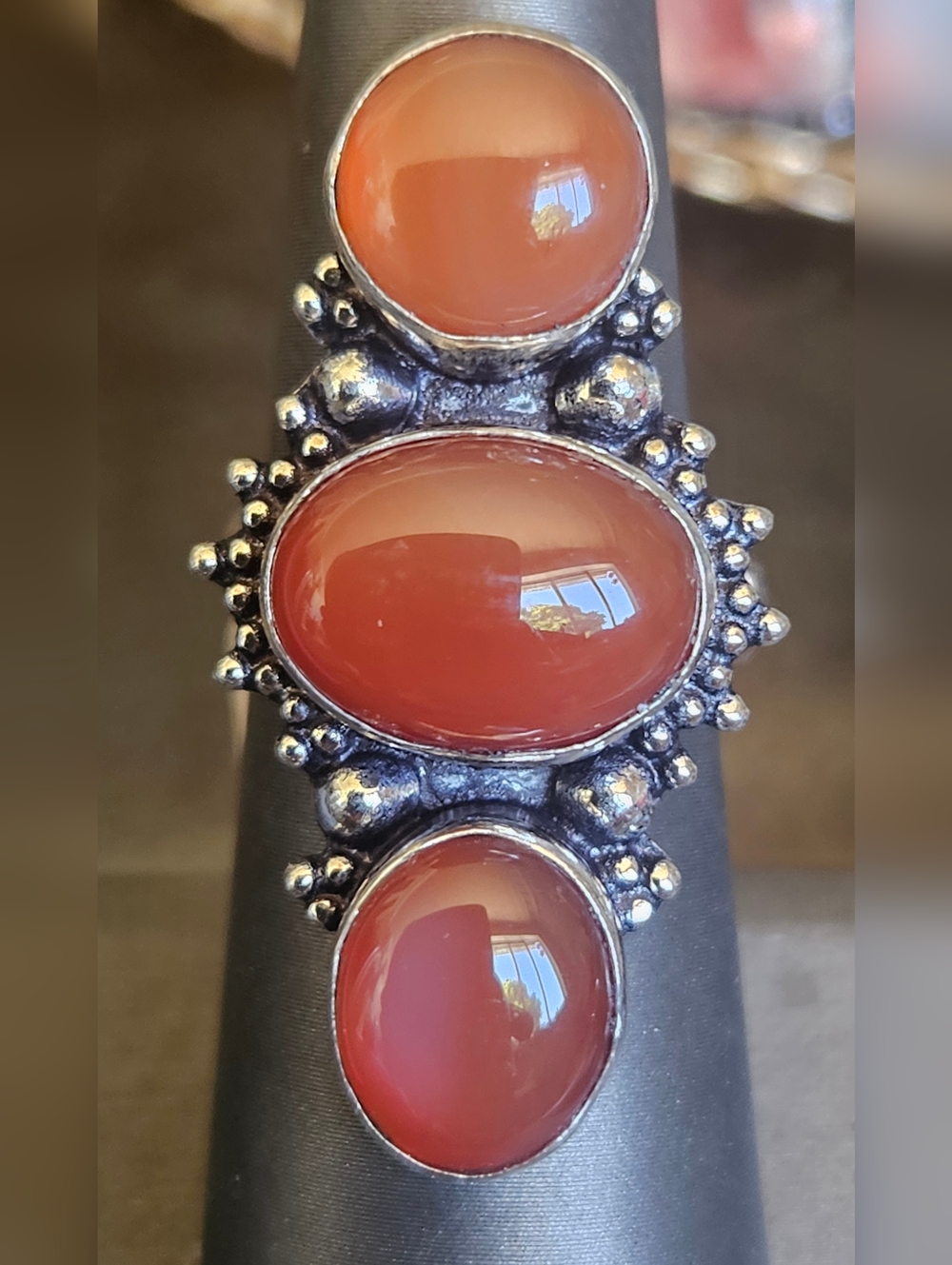 Nice Carnelian Boho 925 Silver Ring NEW